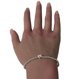 925 Sterling Silver Beaded Stretch Stacking Bracelet